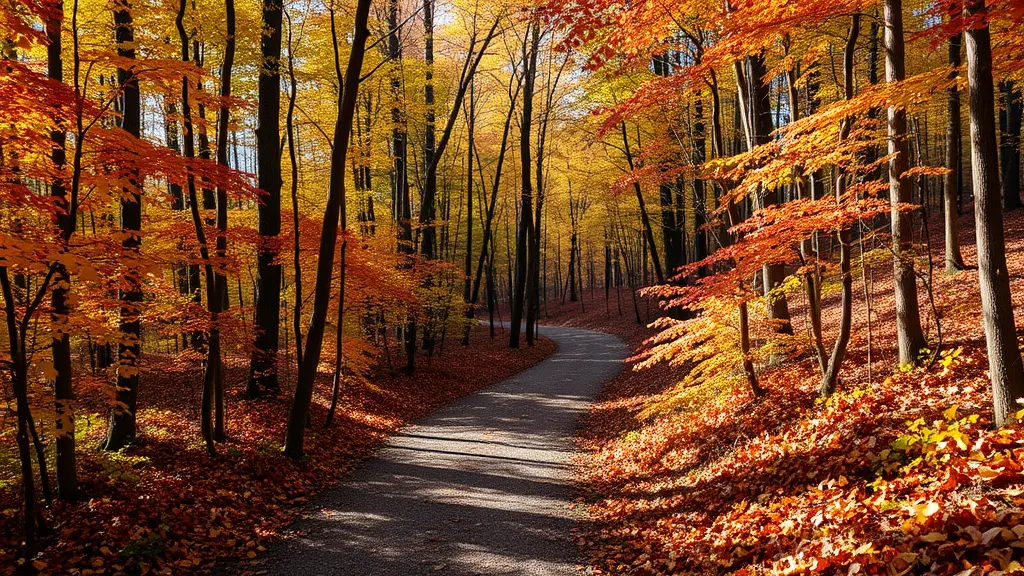 Waldpfad mit Herbstlaub